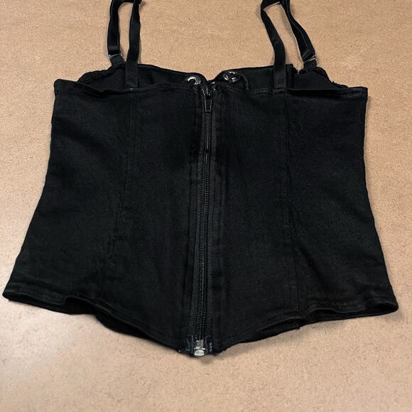 Y2K Lip Service Lace Up Front Corset Black Camisole Top XS Cami Vintage Goth - Picture 9 of 16
